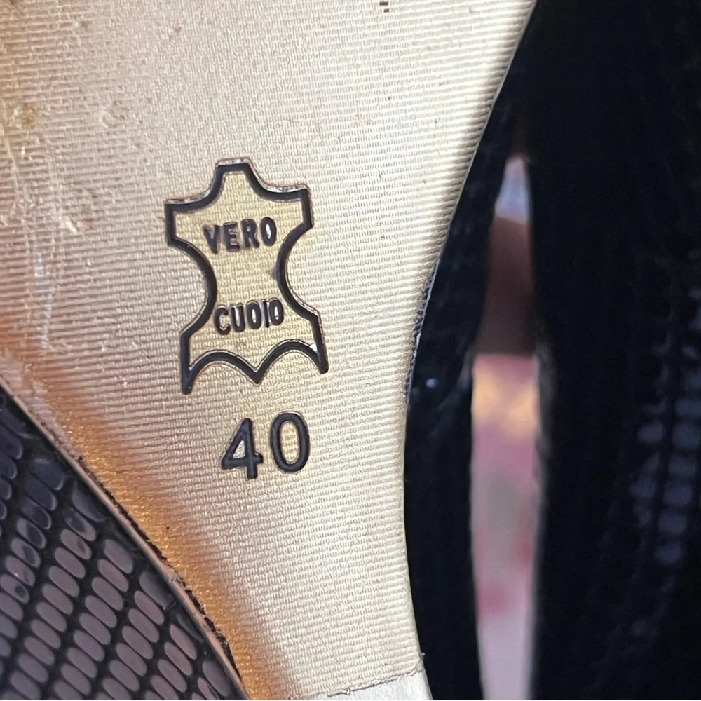 Tory Burch Jude Platform black, snake-embossed leather size 9.5 - Picture 7 of 13